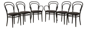 Model 214 Dining Chairs in Black Wood from Thonet, Set of 6