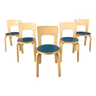 Model 66 Dining Chairs by Alvar Aalto for Artek, 1960s, Set of 5 For Sale