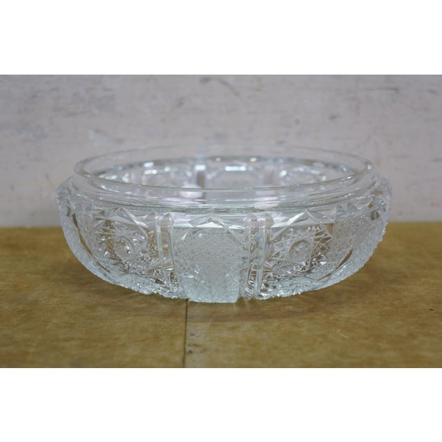 Glass Antique Czech Bohemian Cut Crystal Lidded Box Bowl Compote Candy Dish 8" For Sale - Image 7 of 16