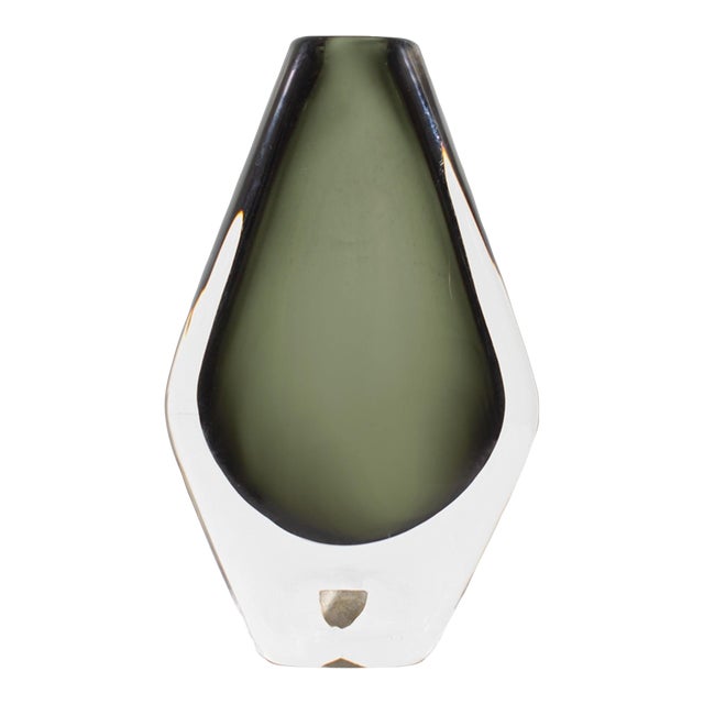 Orrefors Sweden Sommerso Glass Vase by Nils Landberg For Sale