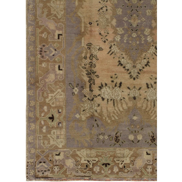 Vintage Turkish Taupe Oushak Area Rug - 4'11 × 10'2 For Sale - Image 4 of 6