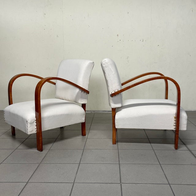 Art Deco Italian Armchairs in Curved Wood, 1930s, Set of 2 For Sale - Image 11 of 15