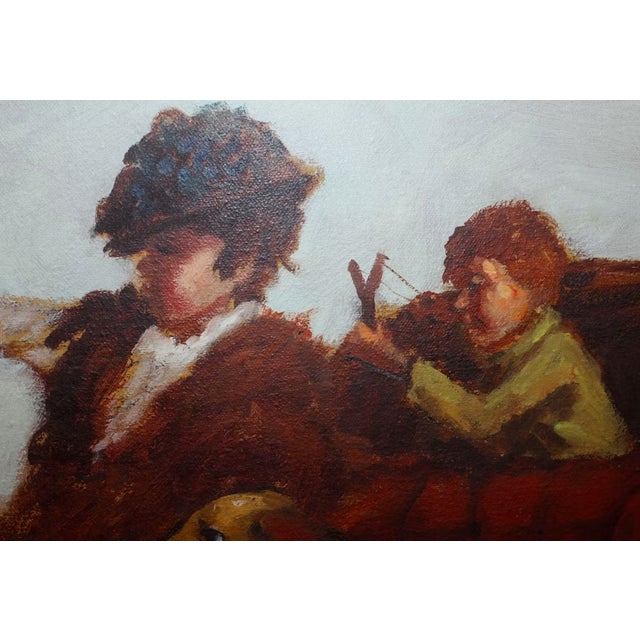 1960s Barry Leighton Jones Original Oil on Canvas Signed Children Play on Old Car For Sale In Cincinnati - Image 6 of 12