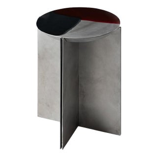 H8 Hand Decorated Metal & Aluminium Side Table by Studio Nyx For Sale
