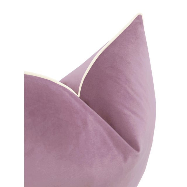 22" Lavender Royal Velvet + Cording Pillows - a Pair For Sale - Image 4 of 4