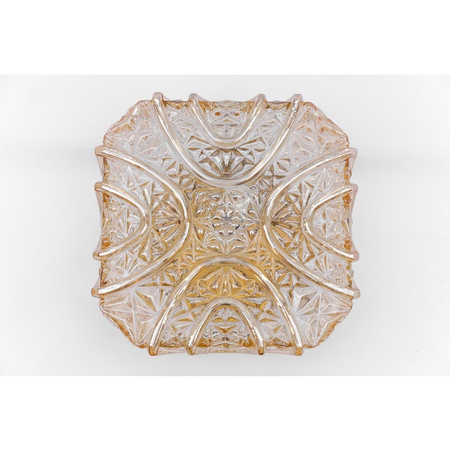 Square 3D Amber Glass Flush Mount Lamp by Limburg, Germany, 1960s For Sale - Image 4 of 12