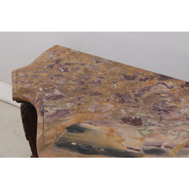 Vintage Louis XV Style Carved Inlaid Commode Server W. Marble Top For Sale - Image 15 of 18