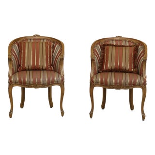 Pair Stickley French Style Upholstered Club Chairs For Sale