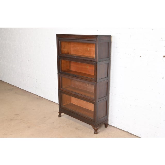 Mission Antique Arts & Crafts Mahogany Four-Stack Barrister Bookcase by Macey, Circa 1920s For Sale - Image 3 of 12