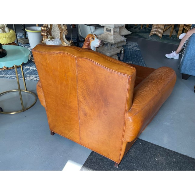 Mid-Century Modern Vintage Vanguard Leather Club Chairs With Ottoman For Sale - Image 3 of 7