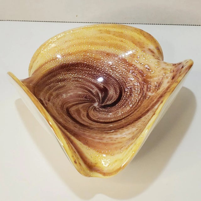 Vintage Murano Triangular Amethyst and Metalic Gold Console Bowl For Sale In Nashville - Image 6 of 6