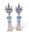 Pair of Vintage Monumental 79” Italian Blue & White Glazed Ceramic Lidded Urns on Pedestals For Sale - Image 4 of 12