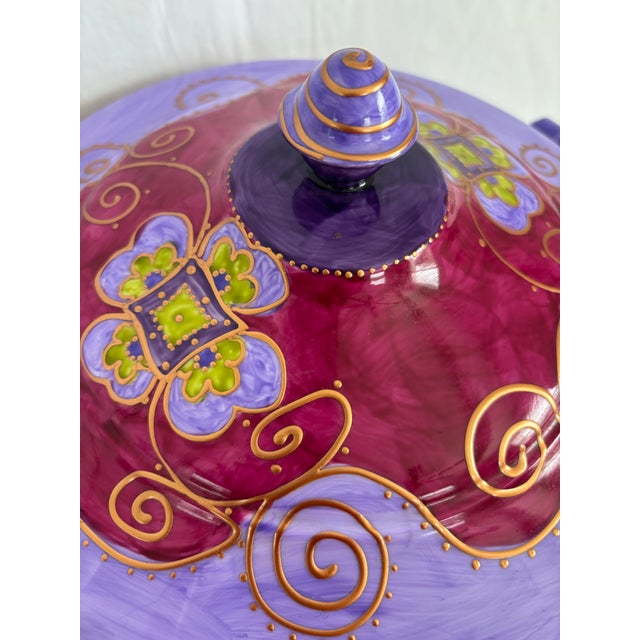 Contemporary Signed Soizick De La Bruguiere Painted Porcelain Tureen Limoges France For Sale - Image 3 of 12