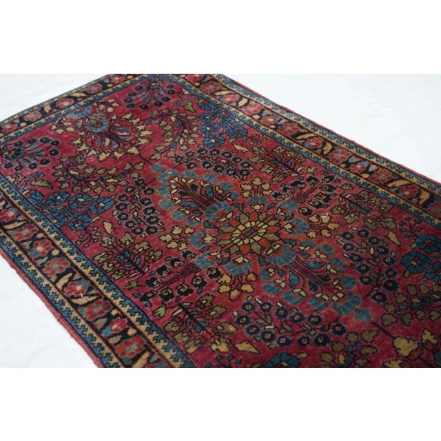 Red Antique Sarouk Rug 2'2'' x 4'1'' For Sale - Image 8 of 11