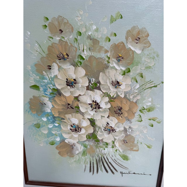 Shabby Chic Signed Original Oil Painting Floral Bouquet Framed Vintage For Sale - Image 3 of 9