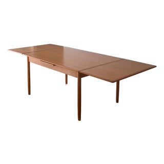 Kurt Ostervig Style Danish Teak Extendable Dining Table With Hidden Leaves For Sale