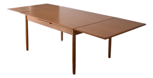 Kurt Ostervig Style Danish Teak Extendable Dining Table With Hidden Leaves
