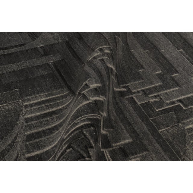 Textile Rug & Kilim's Modern Optical Illusion Rug in Deep Charcoal For Sale - Image 7 of 8