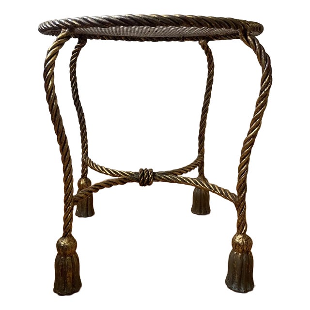 Vintage 1960s Gilt Italian Rope Table For Sale