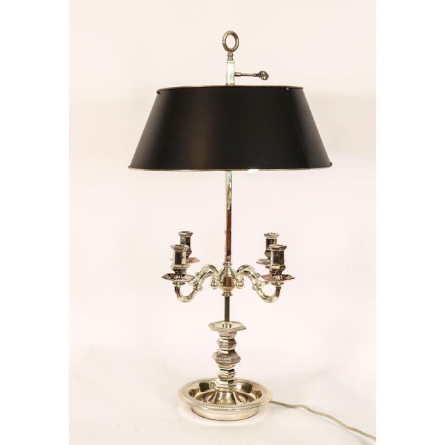 Vintage Victorian Silver Plate Rise and Fall Candelabra Table Lamp, 1920s For Sale - Image 3 of 15