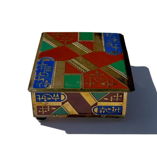 Early 20th Century Art Deco Brass and Enamel Cigarette Box Austrian, Circa 1920 For Sale - Image 5 of 6