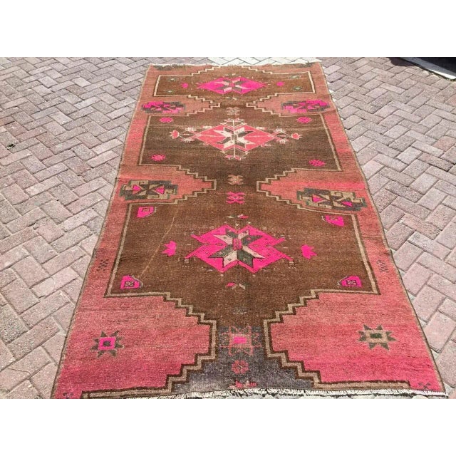 One of a kind hand made Anatolian Rug. This gorgeous hand knotted area rug was made in the 1950's by Anatolian tribes....