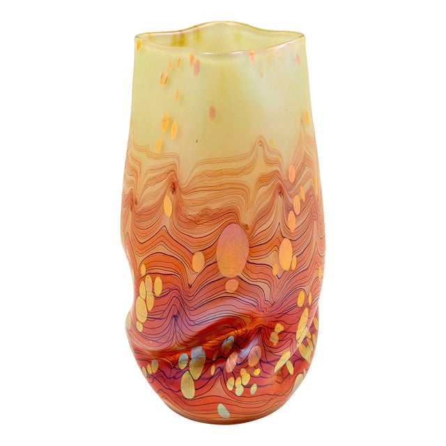 Cytisus May Green with Red Vase by Johann Loetz Witwe, 1904 For Sale