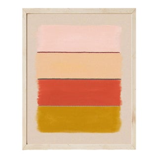 Abstract Stripes Fine Art Print, Pink, Gold, Mustard Yellow, 30 X 24 Print in Wood Frame For Sale
