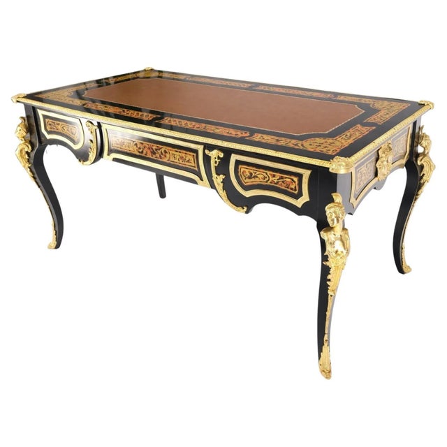 Enamel Decorated French Louis Revival Ormolu Mounted Bureau Desk Table Console For Sale - Image 13 of 13