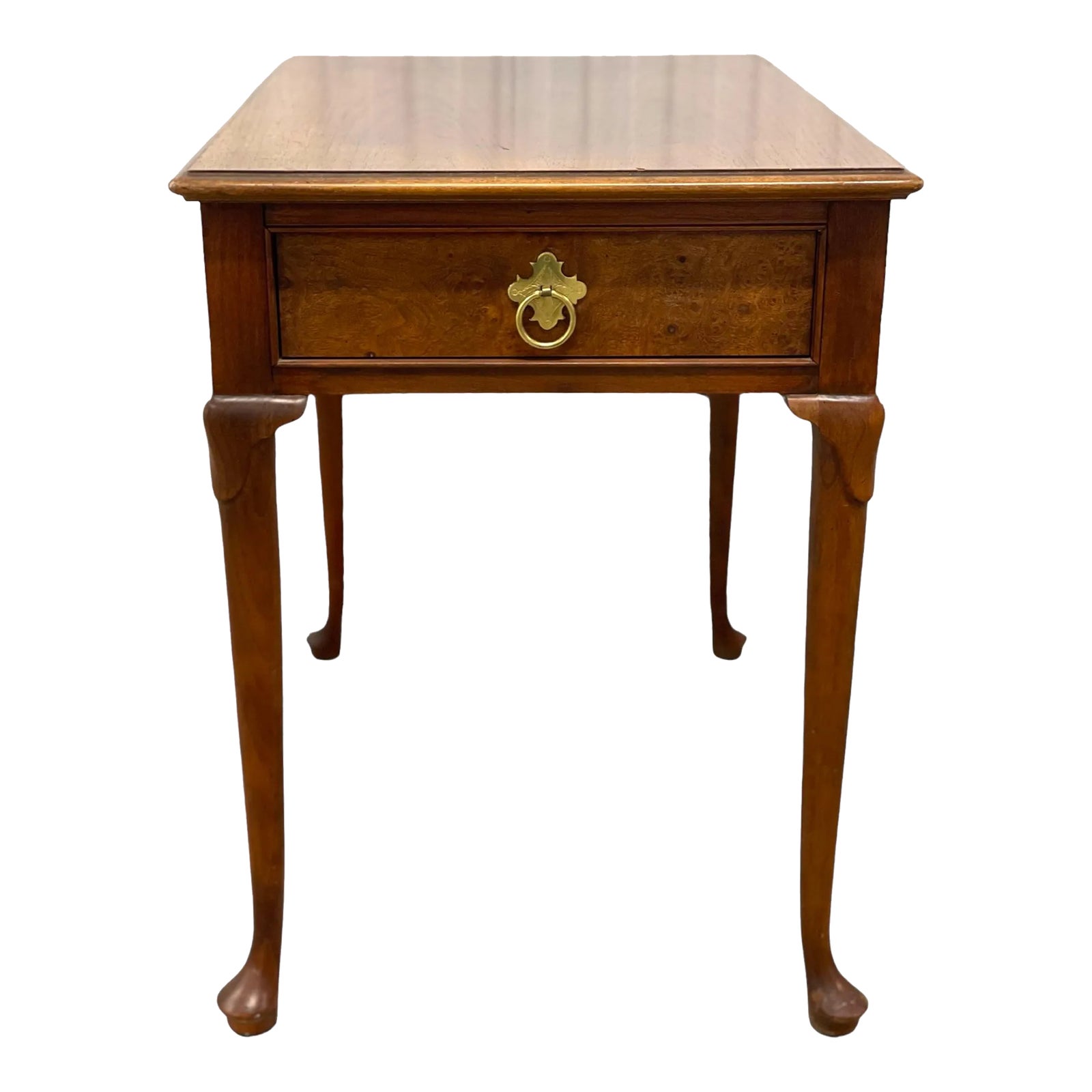 1980s Vintage Baker Queen Anne Burl Wood Side Table Chairish