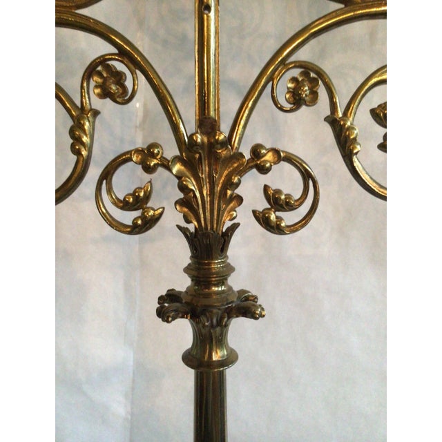 1940s Italianate Brass Candelabra With Scrolled Leaf Detailing For Sale - Image 9 of 11