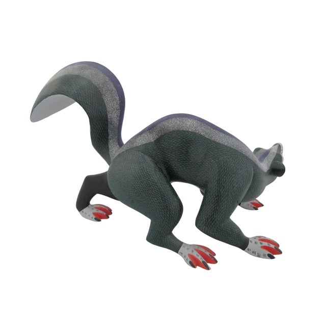 Wood Large Alebrije Colorful Skunk Mexican Folk Art Wood Carving Figurine Sculpture For Sale - Image 7 of 14