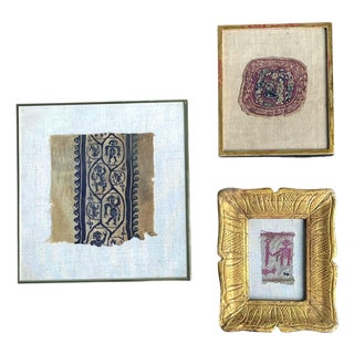 Collection of Three Framed Coptic Textile Fragments For Sale