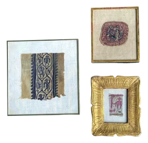 Collection of Three Framed Coptic Textile Fragments