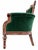 Victorian 19th Century Antique Victorian Eastlake Settee, Carved Walnut With Tufted Emerald Green Velvet, Gothic Crest For Sale - Image 3 of 8