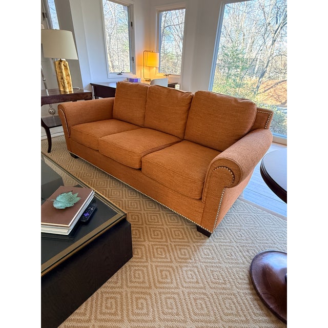 Stewart Furniture Orange Tweed Sofa For Sale - Image 11 of 13