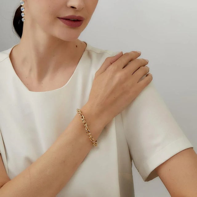 Syna Yellow Gold Horse Shoe Bracelet with Diamonds For Sale - Image 4 of 5