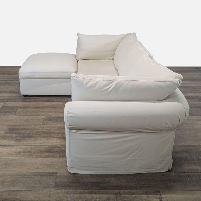 Traditional Pottery Barn Air Roll Arm Sectional With Chaise in Twill Cream For Sale - Image 3 of 8