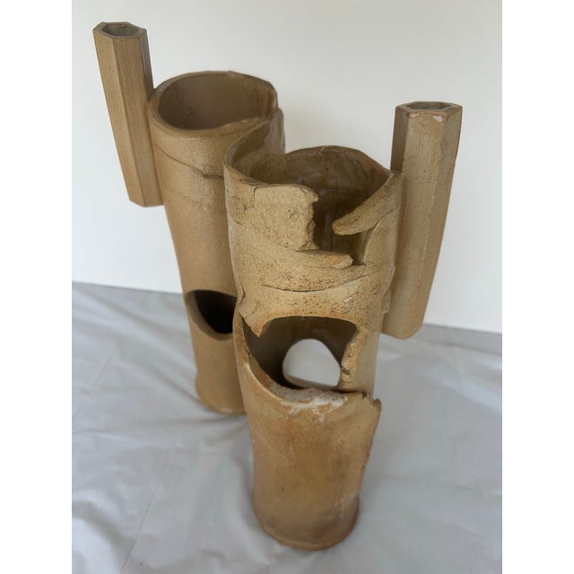 Vintage Pair of Wabi-Sabi Organic Studio Pottery Vessels For Sale - Image 12 of 12