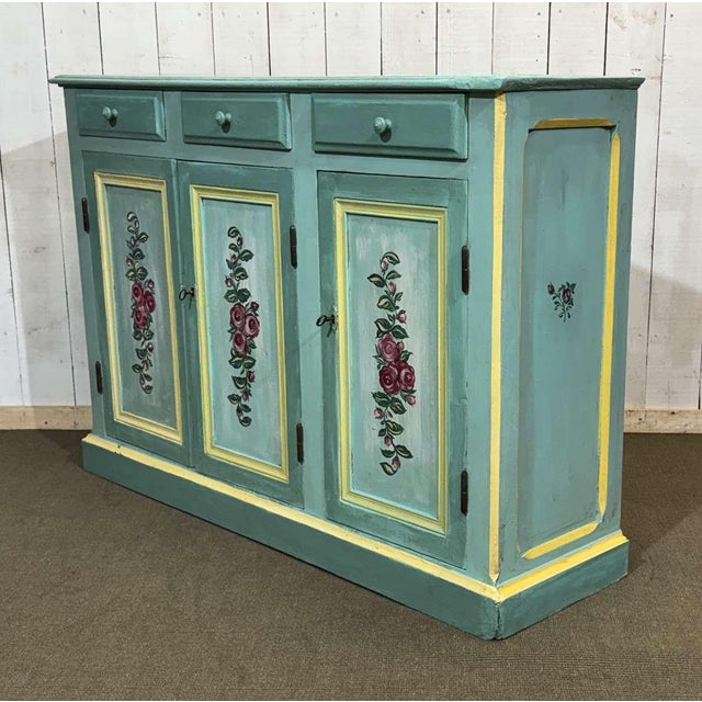 Blue Three-Door Sideboard in Chestnut and Fir, 1930s For Sale - Image 8 of 18