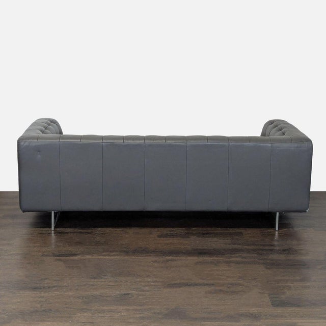 2000 - 2009 Jason Furniture Modern 3-Seat Sofa in Dark Gray Leather For Sale - Image 5 of 8