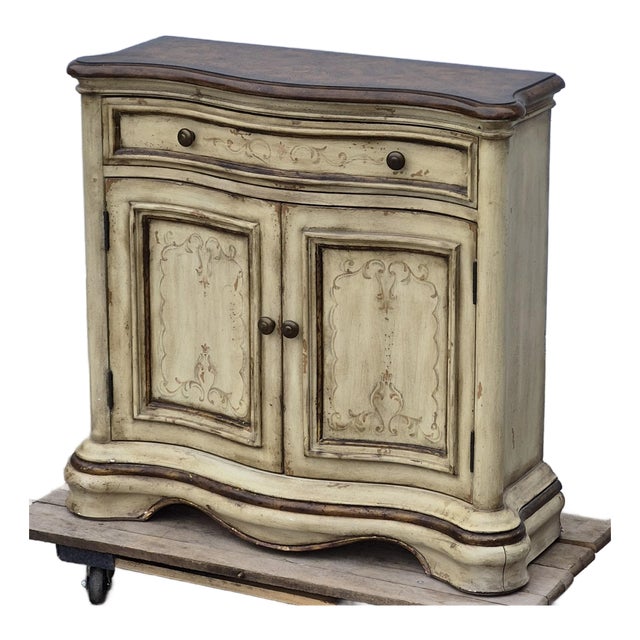 Late 20th Century Hooker Seven Seas Attributed French Country Small Cabinet Petite Sideboard Server Console Paint Decorated For Sale