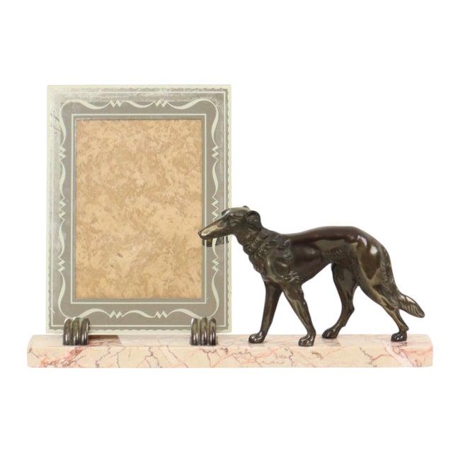 Large Art Deco Marble Photo Frame with Greyhound, 1930s For Sale - Image 17 of 17