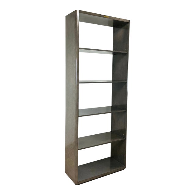 Theodore Alexander Modern Gray Burl Maple Hudson Etagere For Sale
