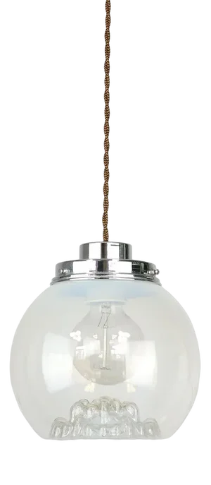 Mid-Century Italian Chrome and Murano Glass Pendant Lamp