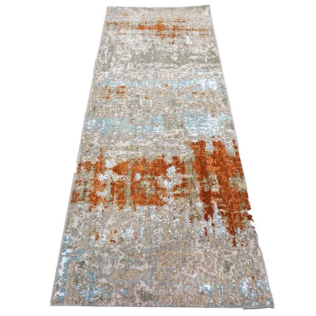 Condition: New Origin: India Design: Modern Actual size: 3'0" x 9'0" Thickness: 1/2" Colors: Grey, Rust, Slate Blue, Light...