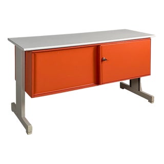Italian Orange Metal Sideboard by Ettore Sottsass for Olivetti, 1970s For Sale