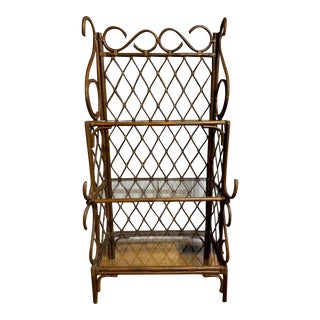 1970s Vintage Rattan Etagere For Sale