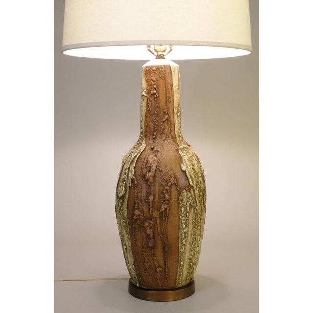 Brutalist 1960s Massive 40" Brutalist Sculpture Lava Drip Studio Art Pottery Table Lamp For Sale - Image 3 of 10
