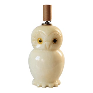 Vintage Alabaster Owl Accent Lamp For Sale